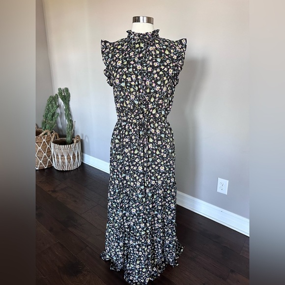 Who What Wear Dresses & Skirts - Who What Wear Floral Maxi Dress Scandi Boho Prairie Ruffles Sleeveless Tie Waist